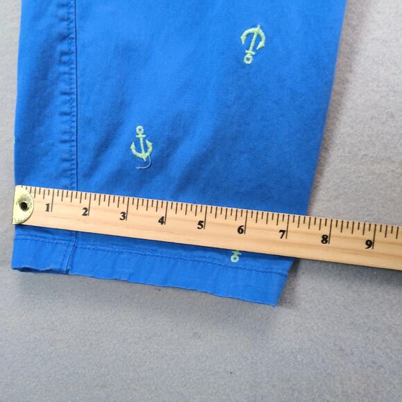 Old Navy Embroidered Anchor Crop Pants Women's 16 39x26" Blue Cotton Twill Beach - Picture 7 of 10